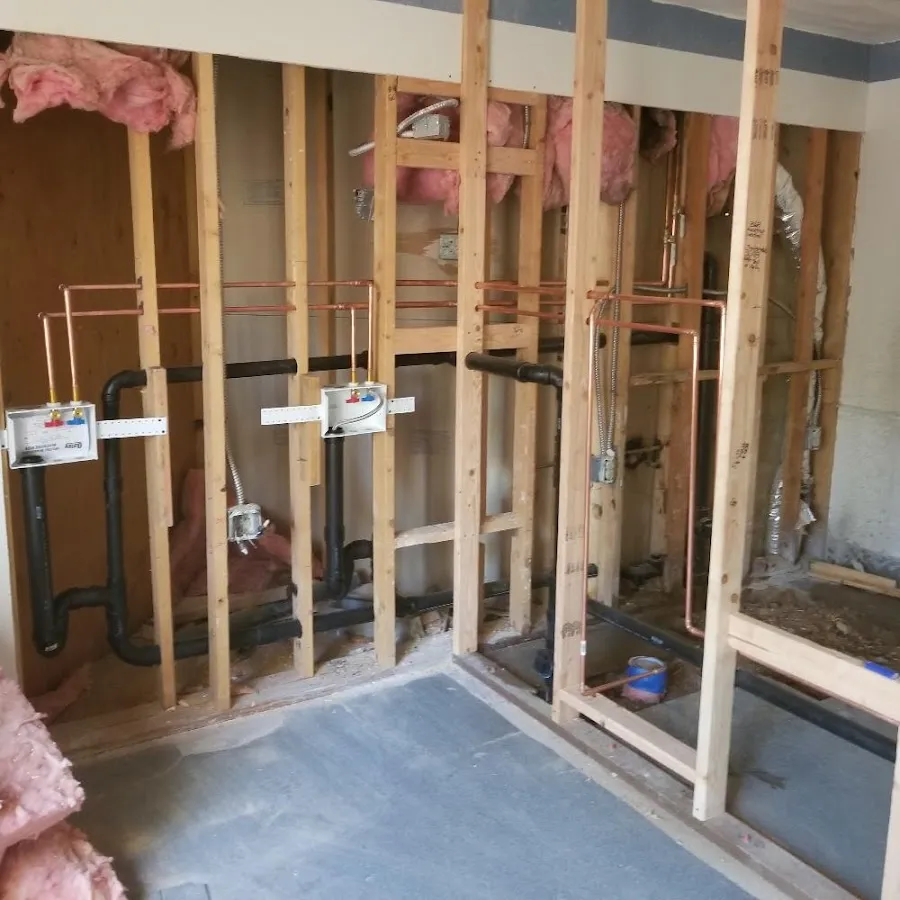 Copper pipe rough-in and plumbing installation in Verona